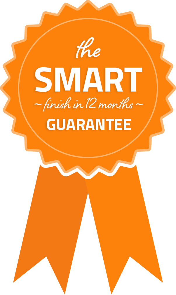 Orange Ribbon and Seal of the Smart Dwellings Guarantee - to be finished with your home within 12 months of starting construction